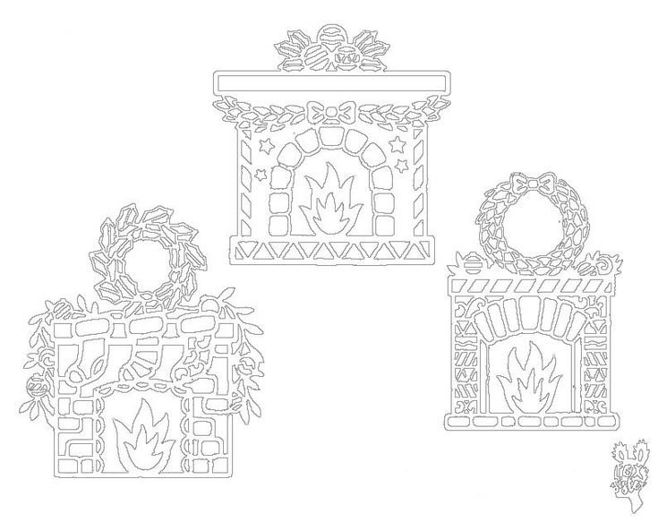 Вытынанки камин новогодний