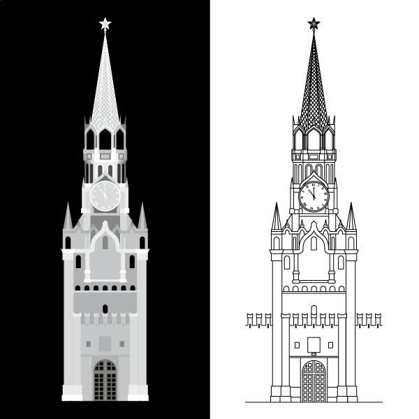 Чертеж Спасской башни Московского Кремля
