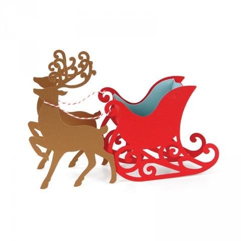 Олень и сани из картона