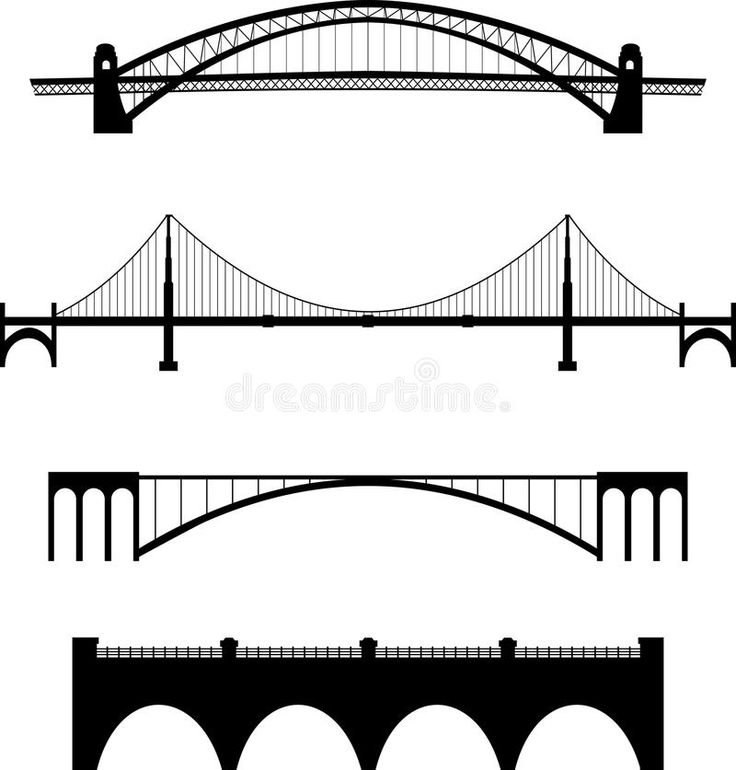 Арочный мост в городе на белом фоне