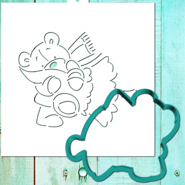 Пряник мишка Теди трафарет