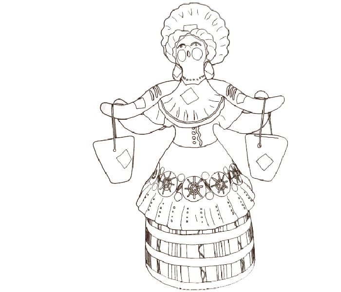 Барышня Водоноска Дымковская роспись