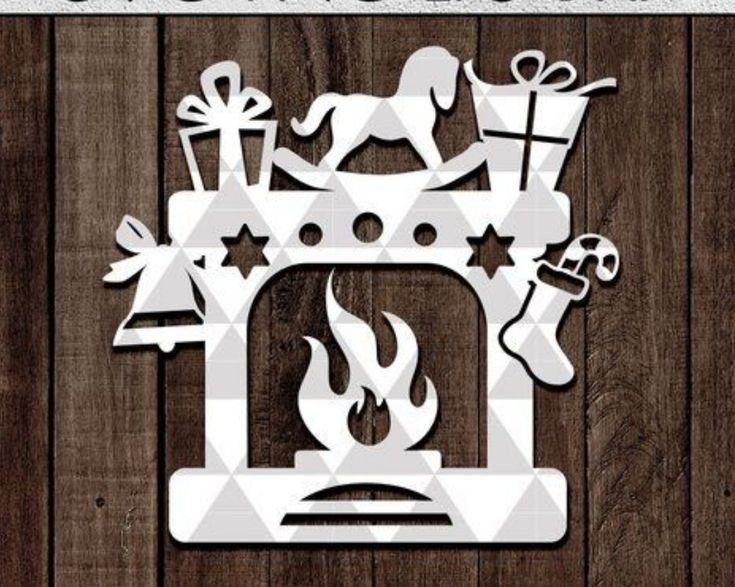 Вытынанка камин новогодний