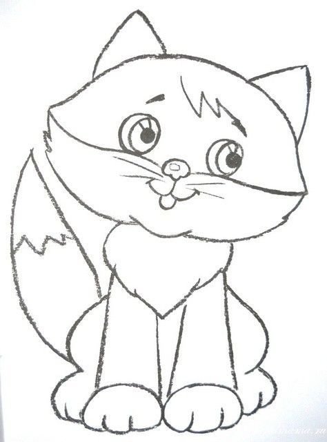 Кошка раскраска для детей