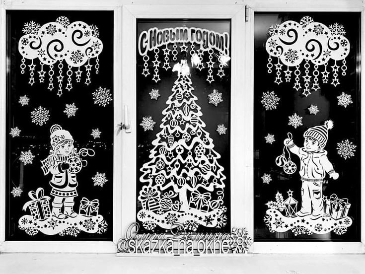 Вытынанки на окна новогодние