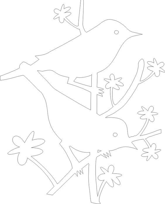 Трафарет "птицы на ветках"