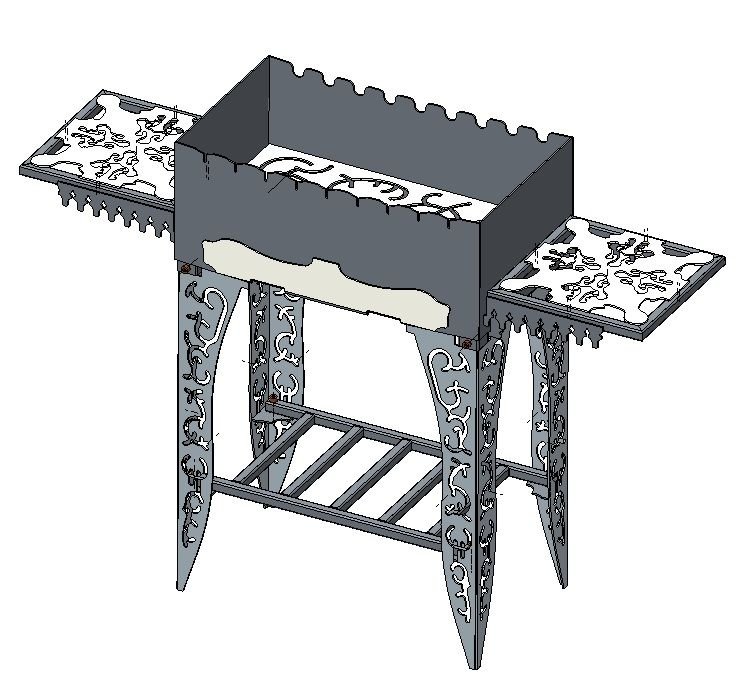 Разборный мангал чертеж 270мм 400мм