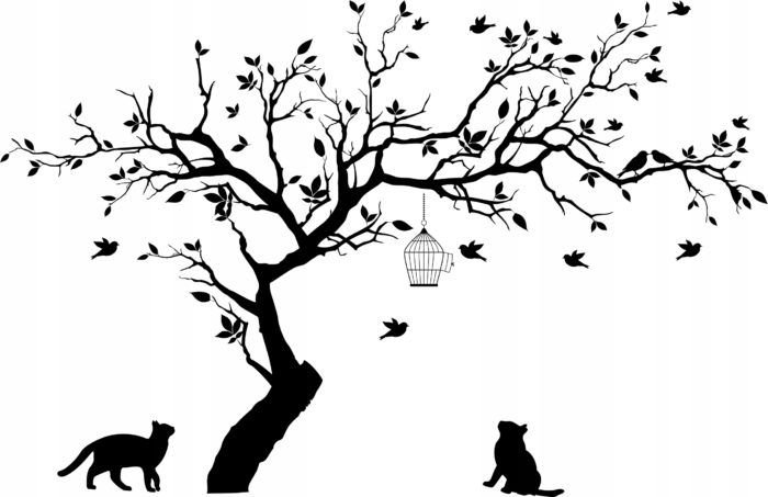 Силуэт птицы на дереве