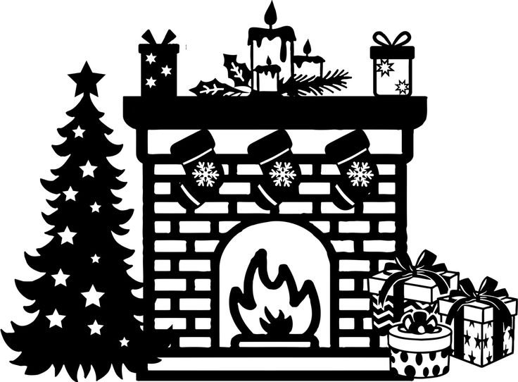 Вытынанки камин новогодний