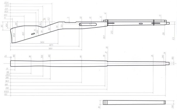 Ложе винтовки Мосина чертежи