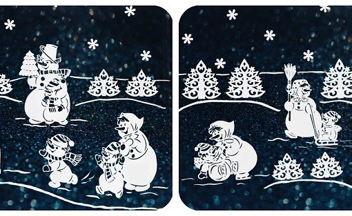 Трафарет дед Мороз высыпает снежинки