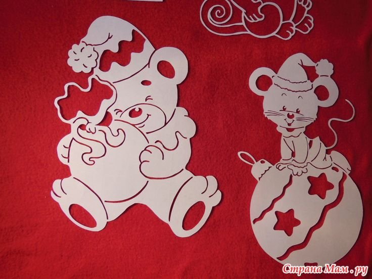 Вытынанка мишка новогодний