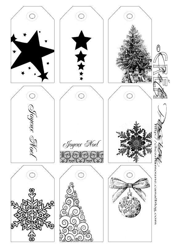 Бирки на подарки черно белые