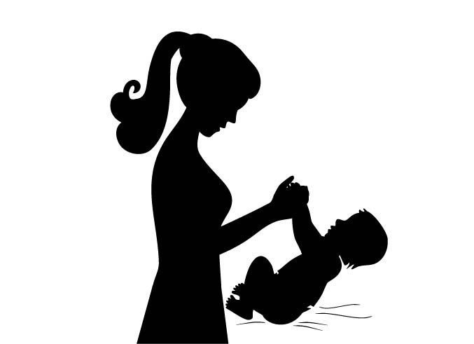 Силуэт мамы с ребенком на руках