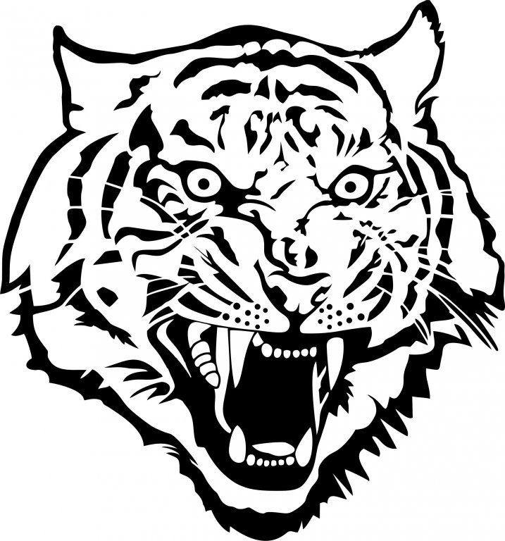 Тигр рисунок трафарет