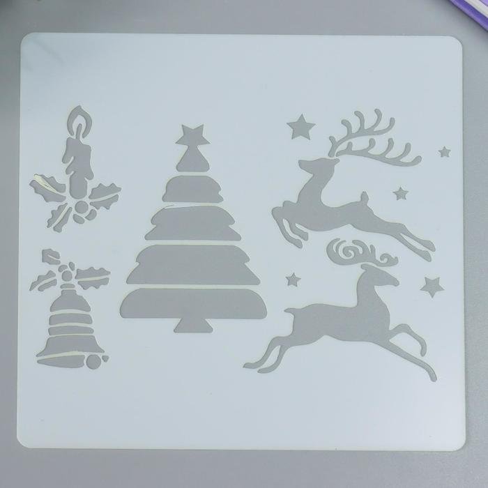 Трафарет 6707484 Новогодняя композиция 13*13 см