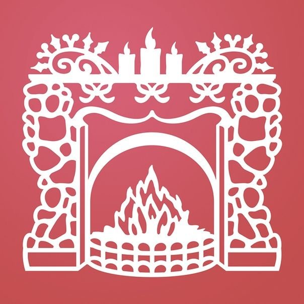 Камин трафарет на окно