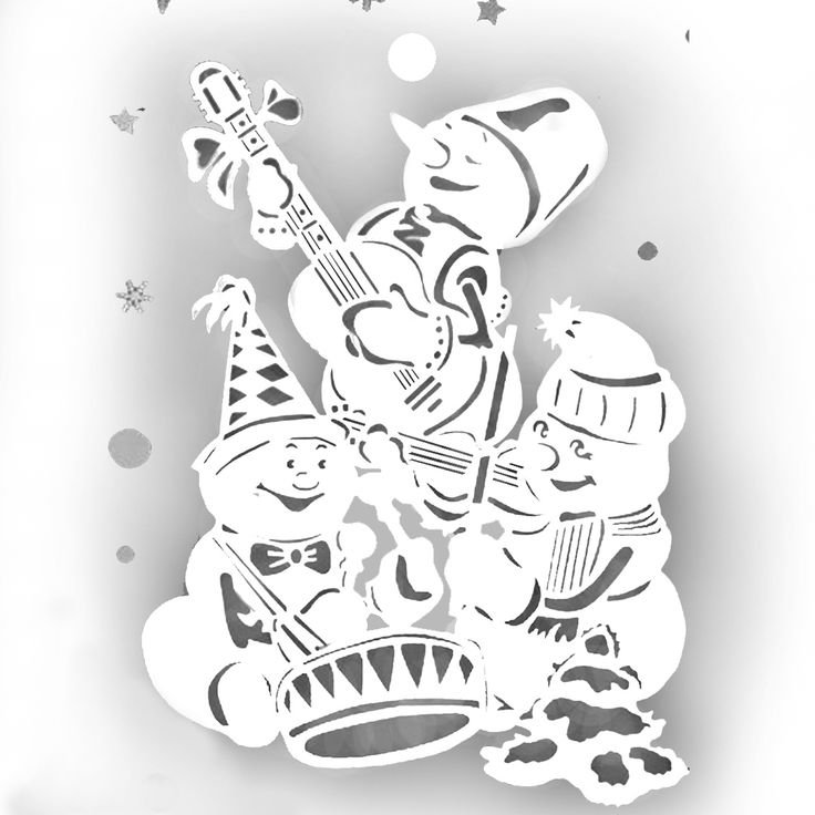 Вытынанки музыкальные инструменты новогодние на окнах