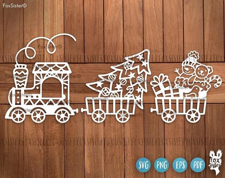 Вытынанка новогодний паровозик