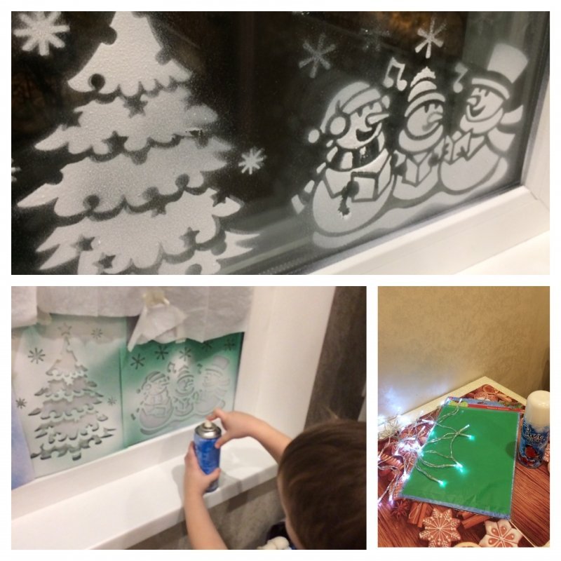 Украсить окна искусственным снегом