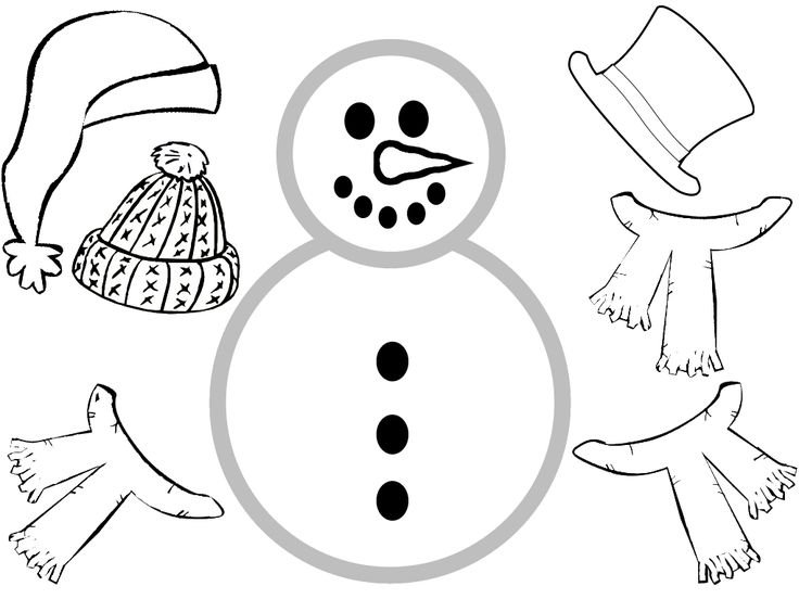 Снеговик заготовка для аппликации