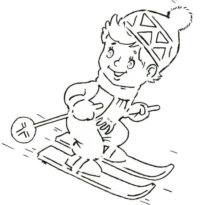 Вытынанки новогодние дети на лыжах