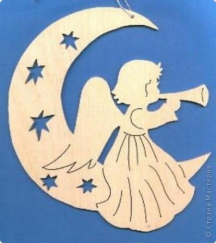 Ангелочек на месяце трафарет