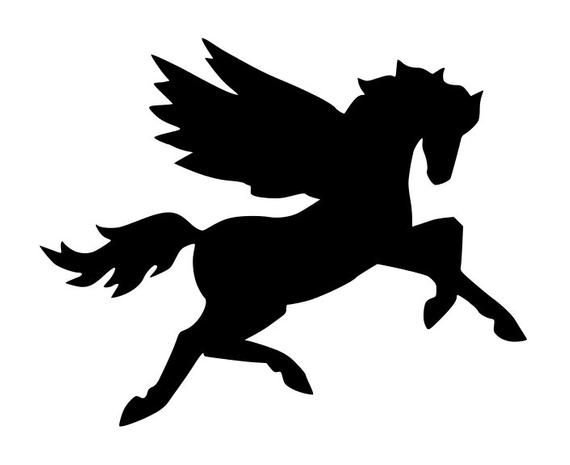 Силует единарогов с крыльями