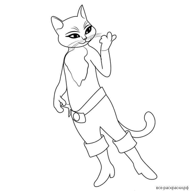 Кот в сапогах разукрашка