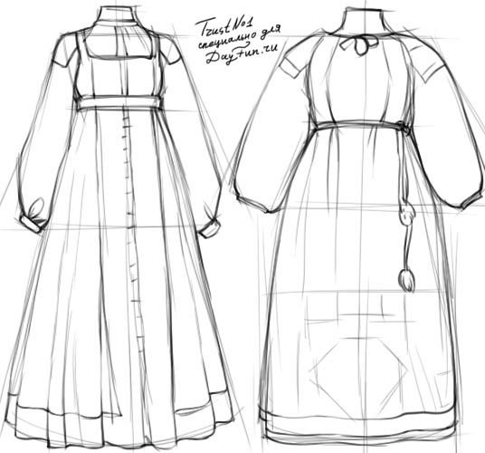 Эскиз русского народного праздничного костюма