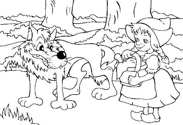 Шарль Перро красная шапочка раскраска