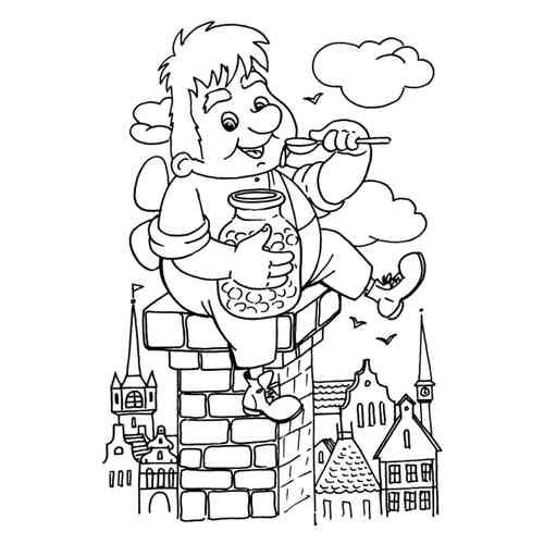 Линдгрен малыш и Карлсон раскраска