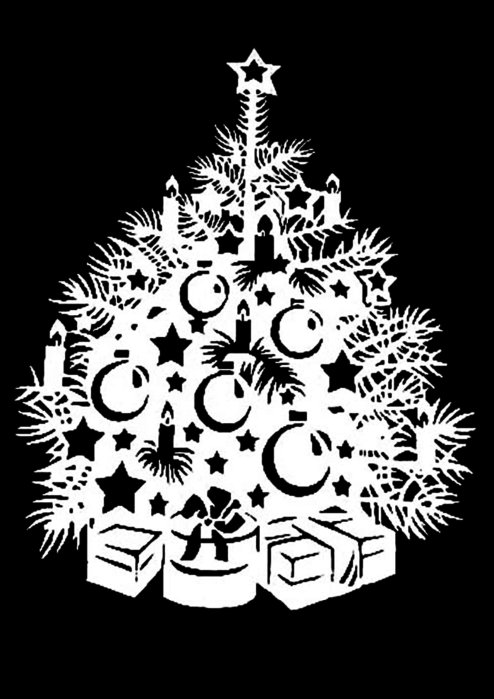 Елка трафарет на окно