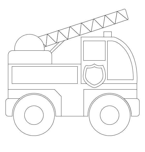 Трафарет пожарная машина для детей