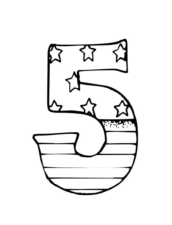 Цифра 5 для распечатки