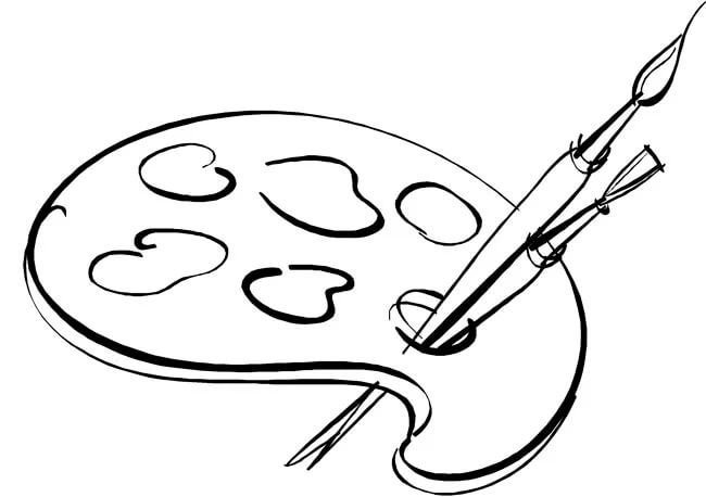 Раскраска палитра с красками