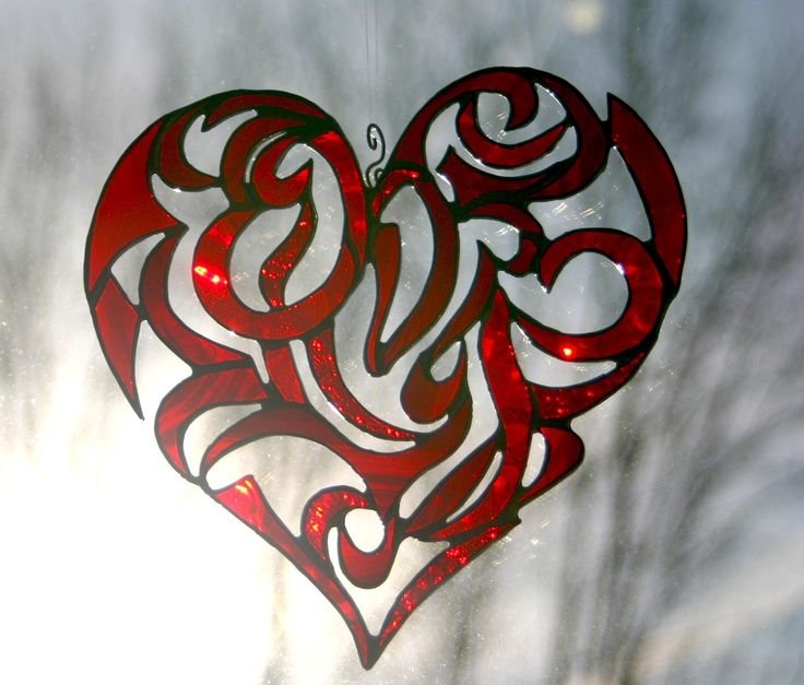 Витражные сердечки