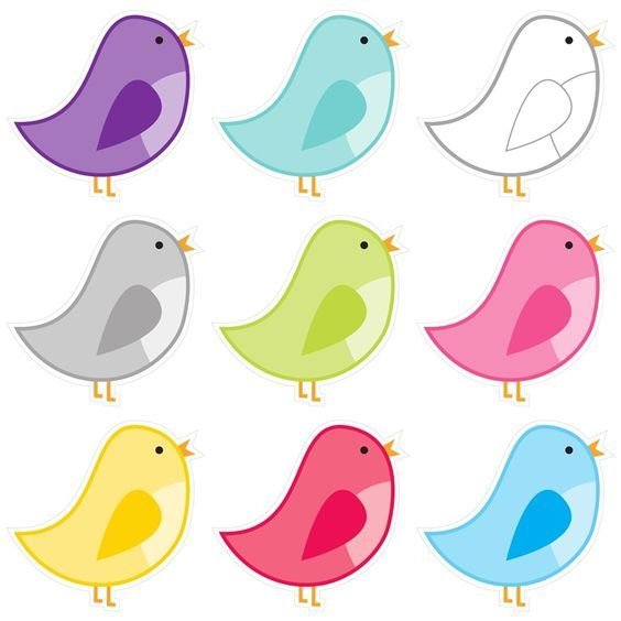 Птички для вырезания цветные