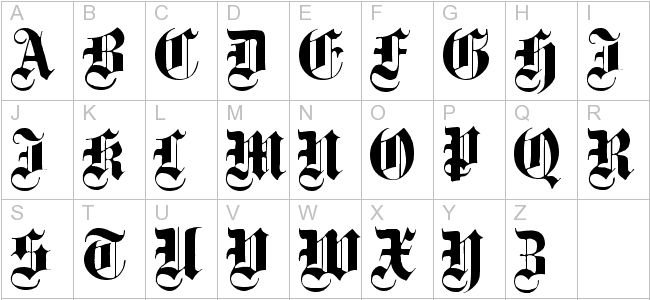 Готический шрифт алфавит
