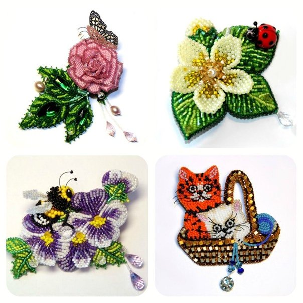 Вышивка из бисера брошь