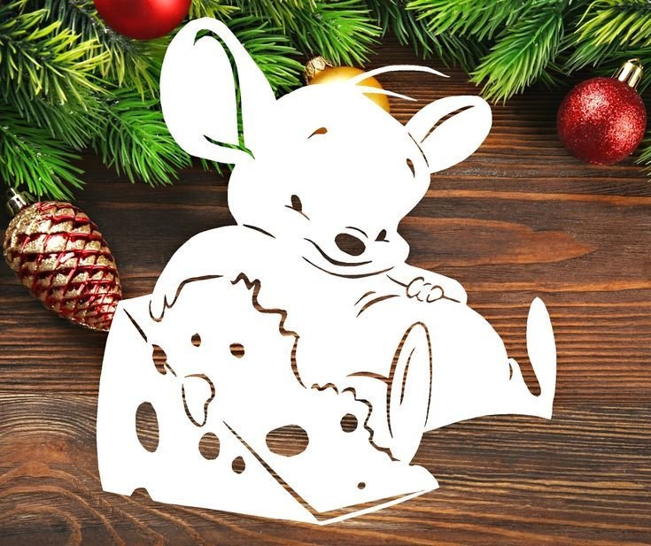 Вытынанка Новогодняя мышки