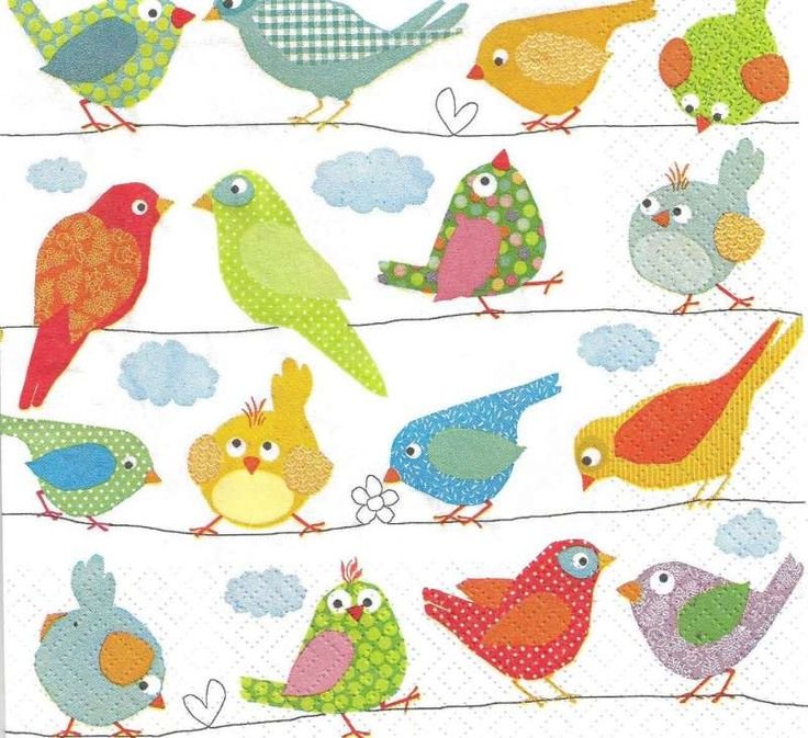 Птички трафарет для вырезания цветные