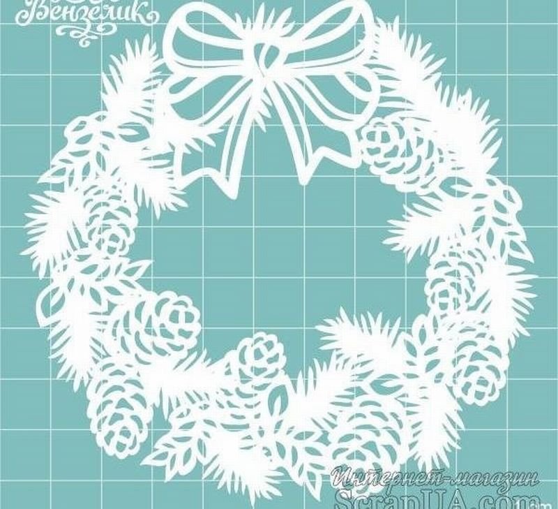 Новогодний венок трафарет