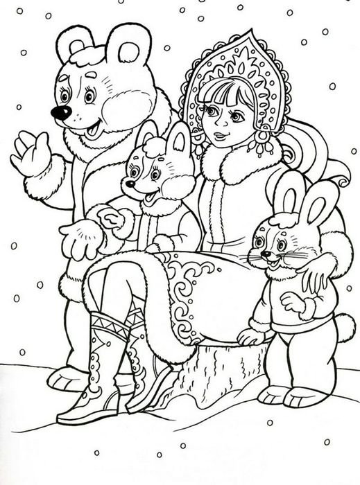 Снегурочка раскраска для детей