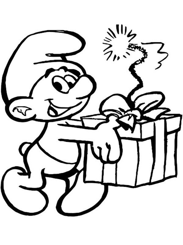 Смурфики раскраска новый год