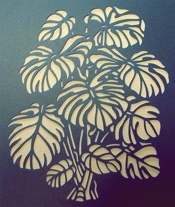 Покраска стен трафарет листья