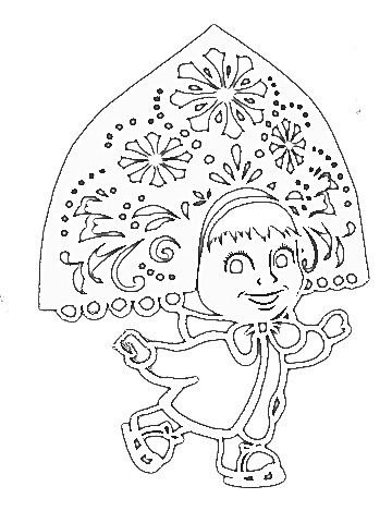 Трафарет Маша и медведь для вырезания на окно