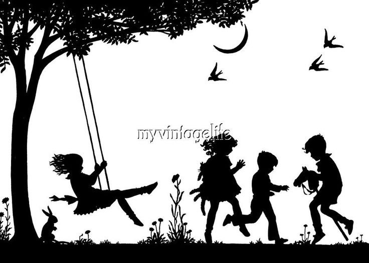 Силуэты играющих детей