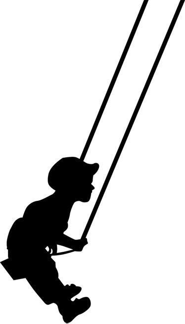 Мальчик на качелях силуэт