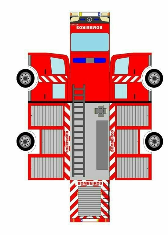 Пожарная машина из бумаги